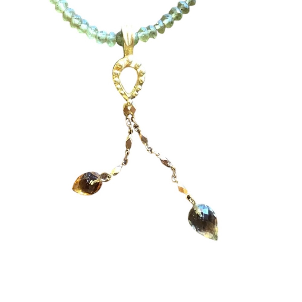 OOAK Stunning Calming, Renewal Peridot necklace with Citrine Briolettes - Picture 10 of 11